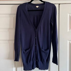 J.Crew Women's Purple Long V-Neck 2 Pockets Front Button Cardigan Size XS